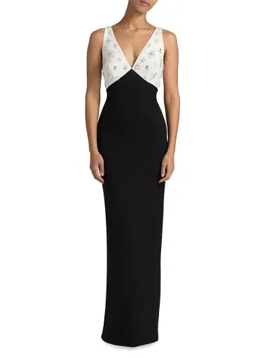 PAMELLA ROLAND Women's Embellished Two-Tone Column Gown | Thumbnail 3 PAMELLA ROLAND Women's Embellished Two-Tone Column Gown | Thumbnail 3