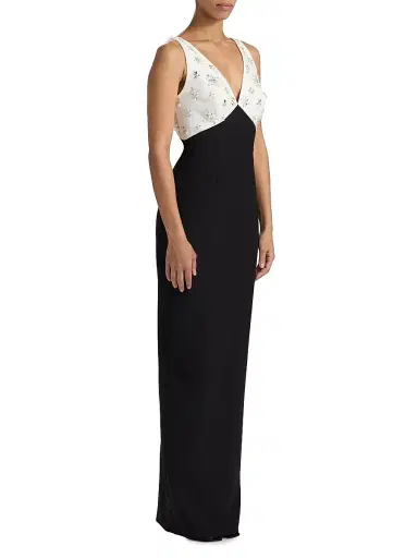 PAMELLA ROLAND Women's Embellished Two-Tone Column Gown | Thumbnail 4 PAMELLA ROLAND Women's Embellished Two-Tone Column Gown | Thumbnail 4