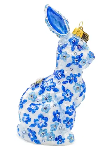 Jay Strongwater Blue Floral Hopper Christmas Ornament | Thumbnail 1