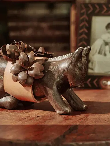 Jan Barboglio Mini Burro de Flores Cast Iron-Leather Decorative Object - Brown | Thumbnail 3 Jan Barboglio Mini Burro de Flores Cast Iron-Leather Decorative Object - Brown | Thumbnail 3
