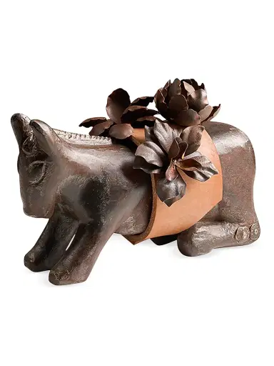 Jan Barboglio Mini Burro de Flores Cast Iron-Leather Decorative Object - Brown | Thumbnail 1 Jan Barboglio Mini Burro de Flores Cast Iron-Leather Decorative Object - Brown | Thumbnail 1