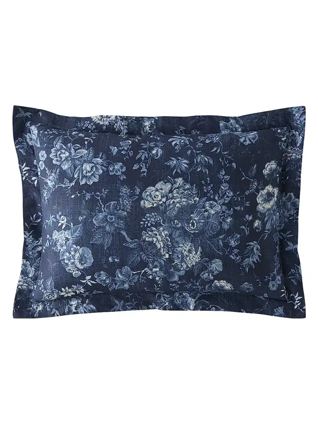Kathryn Reversible Cotton King Sham - Indigo King
