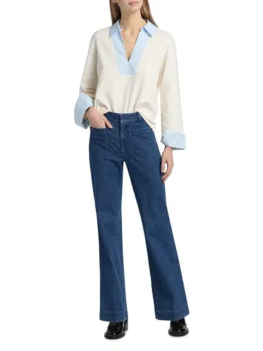 TANYA TAYLOR Women's Whitney Contrast-Trimmed Cotton Top | Thumbnail 2