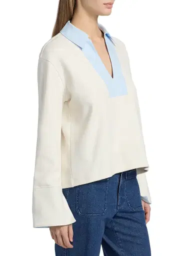 TANYA TAYLOR Women's Whitney Contrast-Trimmed Cotton Top | Thumbnail 4