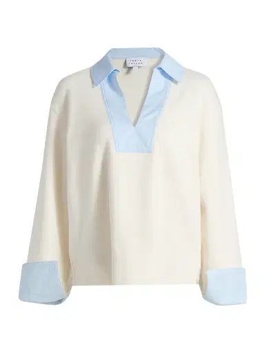 TANYA TAYLOR Women's Whitney Contrast-Trimmed Cotton Top | Thumbnail 1
