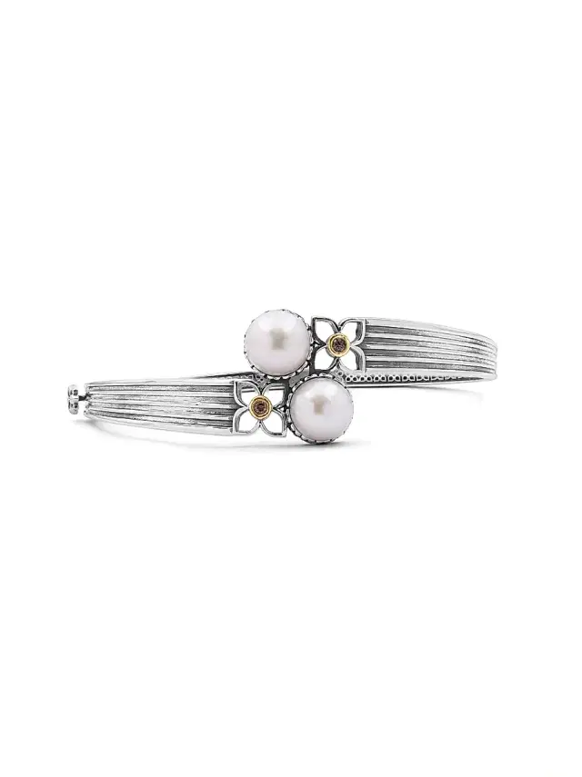 Women's Pearlicious Sterling Silver, 18K Yellow Gold & Multi-Gemstone Bangle - Silver