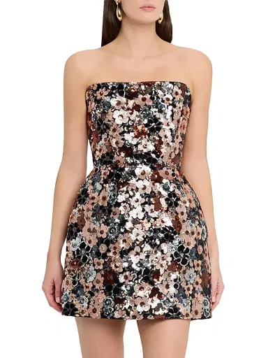Bronx and Banco Women's Maraya Strapless Floral Sequin Minidress | Thumbnail 3