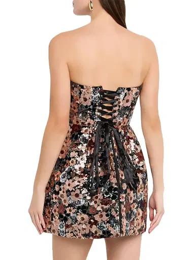 Bronx and Banco Women's Maraya Strapless Floral Sequin Minidress | Thumbnail 4