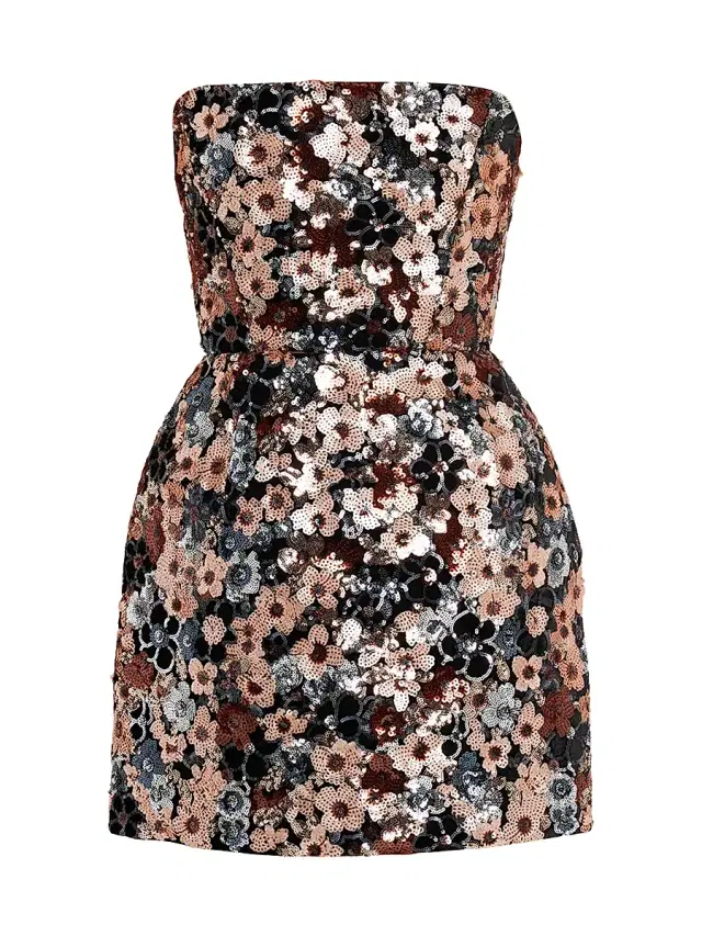 Bronx Banco Women's Maraya Strapless Floral Sequin Minidress