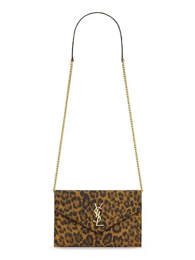 Women's Cassandre Envelope Chain Wallet in Canvas - Leopard