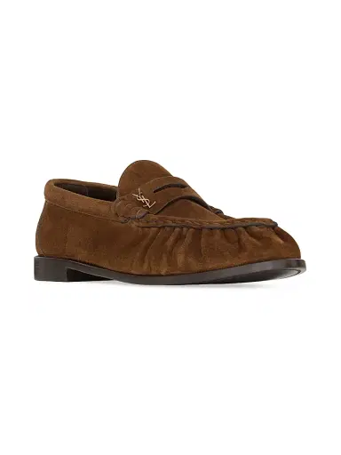 Saint Laurent Men's Le Loafers Supple in Suede - Dark Havana | Thumbnail 2