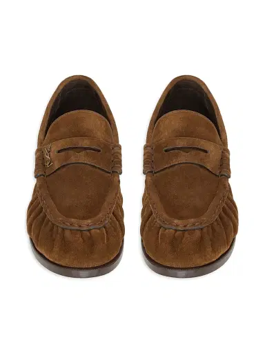 Saint Laurent Men's Le Loafers Supple in Suede - Dark Havana | Thumbnail 3