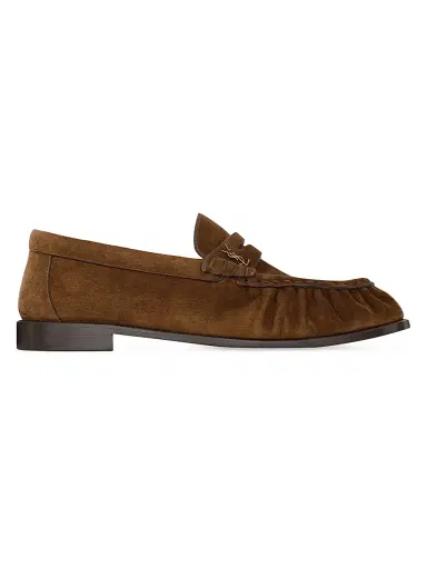 Saint Laurent Men's Le Loafers Supple in Suede - Dark Havana | Thumbnail 1