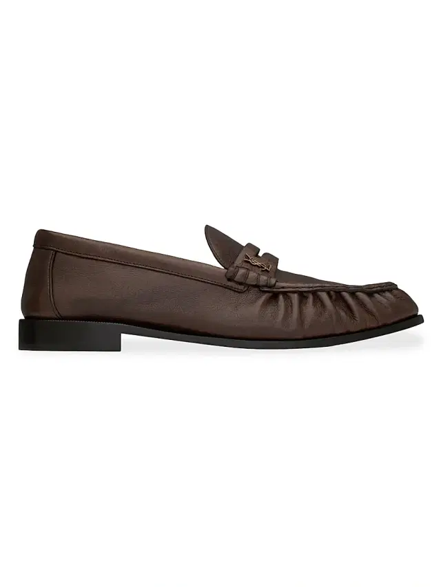 Saint Laurent Men's Le Loafers Supple in Matte Leather - Paris Brown