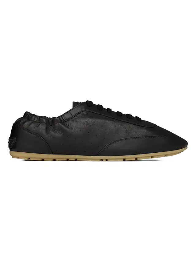 Saint Laurent Men's Lewis Sneakers in Grained Leather - Nero