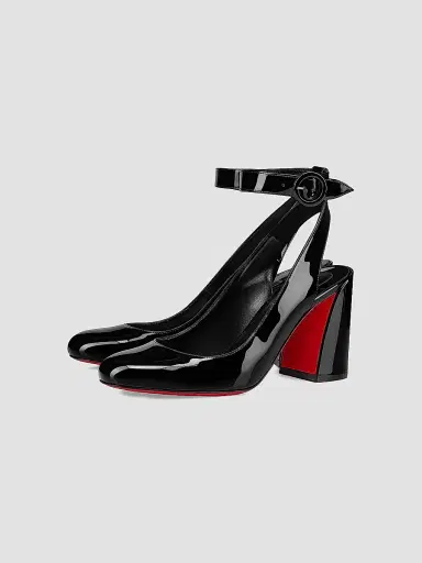 Christian Louboutin Women's Miss Sab Sling Patent Leather 85MM Pumps - Black | Thumbnail 2 Christian Louboutin Women's Miss Sab Sling Patent Leather 85MM Pumps - Black | Thumbnail 2
