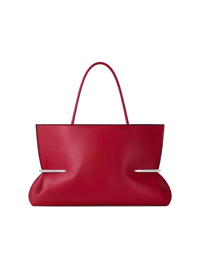 Women's Pinch Squeezed Horizontal Tote Bag in Nappa Leather - Equestrian Red