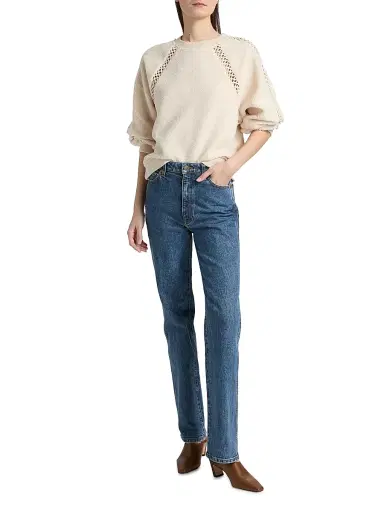 Ba&sh Women's Sweet Open-Knit Bouclette Crewneck Sweatshirt - Ecru - Size Small | Thumbnail 2