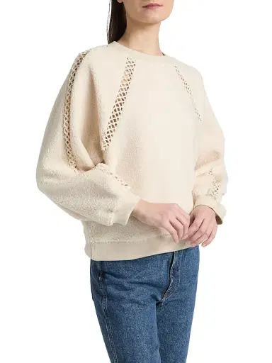 Ba&sh Women's Sweet Open-Knit Bouclette Crewneck Sweatshirt - Ecru - Size Small | Thumbnail 4