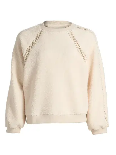 Ba&sh Women's Sweet Open-Knit Bouclette Crewneck Sweatshirt - Ecru - Size Small | Thumbnail 1