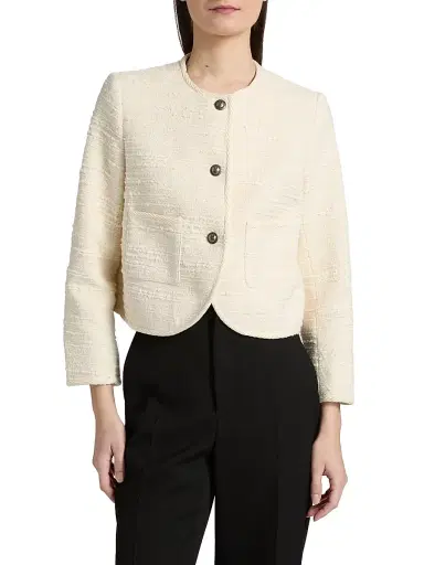 Ba&sh Women's Alfie Textured Cotton-Blend Jacket - Ecru - Size Large | Thumbnail 3