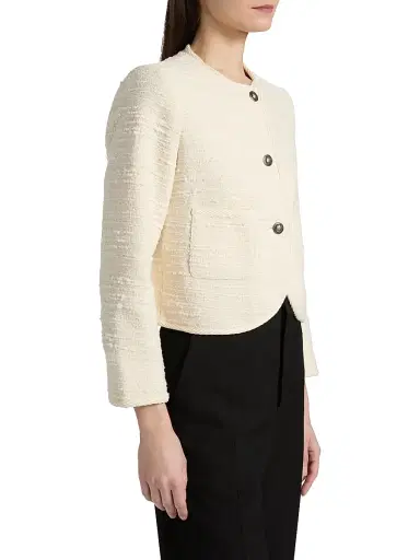 Ba&sh Women's Alfie Textured Cotton-Blend Jacket - Ecru - Size Large | Thumbnail 4