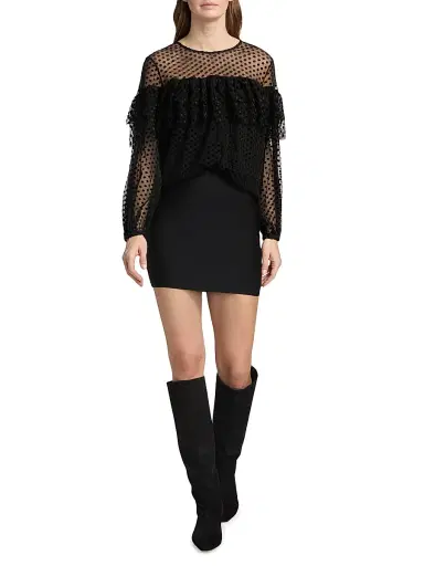 Ba&sh Women's Raff Sheer Swiss Dot Ruffle Blouse - Noir - Size Large | Thumbnail 2 Ba&sh Women's Raff Sheer Swiss Dot Ruffle Blouse - Noir - Size Large | Thumbnail 2