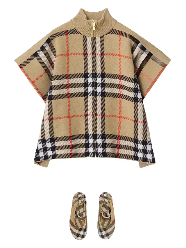 Burberry Girl's Reversible Cape & Flats Set - Sand