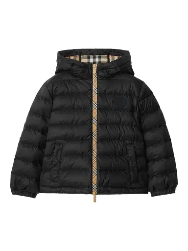 Burberry Little Boy's & Boy's Check-Trimmed Down Jacket - Black - Size 8 | Thumbnail 1 Burberry Little Boy's & Boy's Check-Trimmed Down Jacket - Black - Size 8 | Thumbnail 1