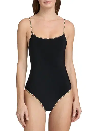 Burberry Women's Sylvia Check-Trimmed One-Piece Swimsuit - Black - Size XXS | Thumbnail 3 Burberry Women's Sylvia Check-Trimmed One-Piece Swimsuit - Black - Size XXS | Thumbnail 3