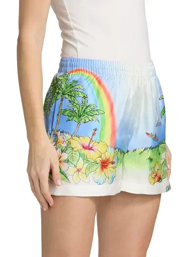 Casablanca Women's Aloha Printed Silk Shorts - Aloha | Thumbnail 4
