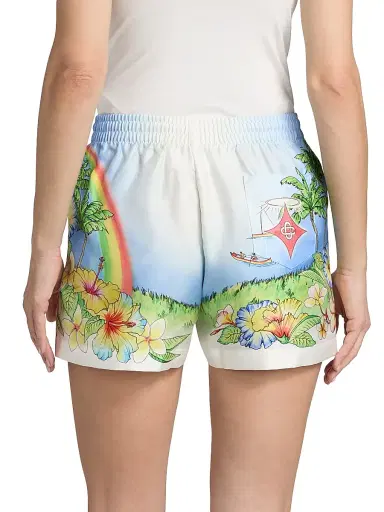 Casablanca Women's Aloha Printed Silk Shorts - Aloha | Thumbnail 5