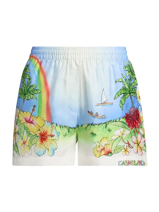 Women's Aloha Printed Silk Shorts - Aloha