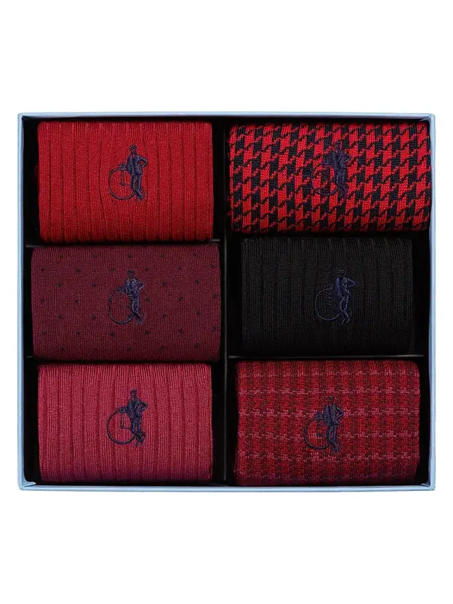 London Sock Company Men's Dash of Class Ruby 6-Pack Socks - Ruby
