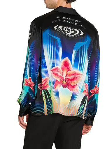 Casablanca Men's Orchid Racer Silk Button-Front Shirt - Orchid Racer | Thumbnail 5 Casablanca Men's Orchid Racer Silk Button-Front Shirt - Orchid Racer | Thumbnail 5