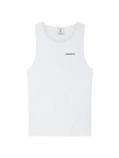 Casablanca Men's Logo Rib-Knit Stretch-Cotton Tank - White | Thumbnail 1 Casablanca Men's Logo Rib-Knit Stretch-Cotton Tank - White | Thumbnail 1