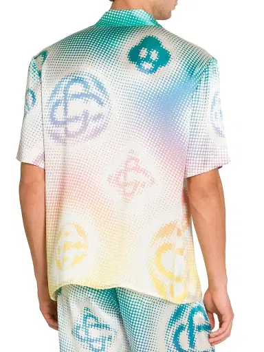 Casablanca Men's Halftone Logo Silk Button-Front Shirt | Thumbnail 5