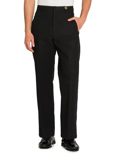 Casablanca Men's Stretch-Cotton Mid-Rise Straight-Leg Chinos - Black | Thumbnail 3