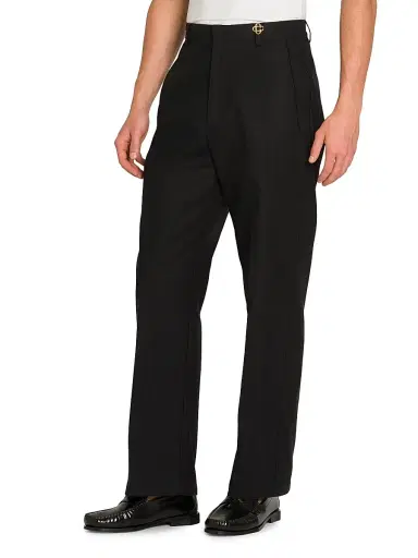 Casablanca Men's Stretch-Cotton Mid-Rise Straight-Leg Chinos - Black | Thumbnail 4