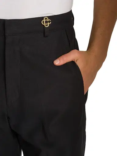 Casablanca Men's Stretch-Cotton Mid-Rise Straight-Leg Chinos - Black | Thumbnail 6