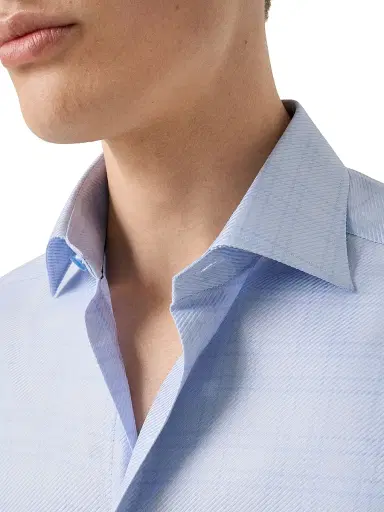 Eton Men's Check Slim-Fit Cotton Twill Shirt - Blue | Thumbnail 4 Eton Men's Check Slim-Fit Cotton Twill Shirt - Blue | Thumbnail 4