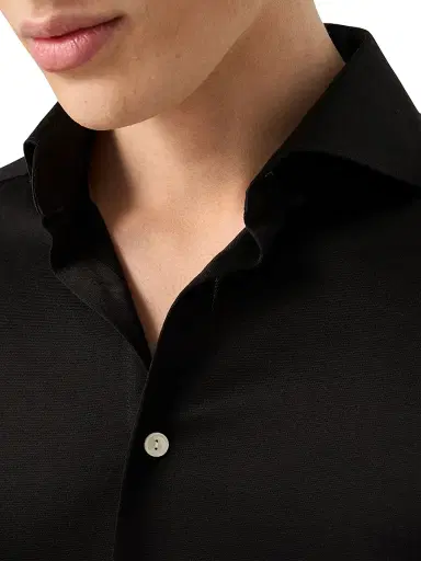 Eton Men's Cotton Jacquard Contemporary-Fit Shirt - Black | Thumbnail 4