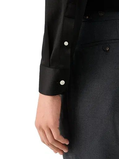 Eton Men's Cotton Jacquard Contemporary-Fit Shirt - Black | Thumbnail 5
