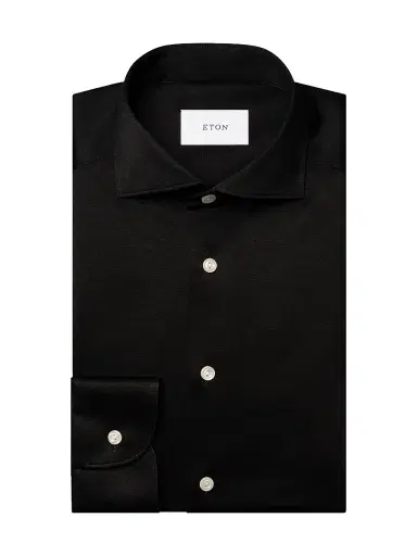 Eton Men's Cotton Jacquard Contemporary-Fit Shirt - Black | Thumbnail 6