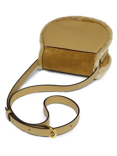 Chloé Women's Marcie Shearling-Trimmed Suede Saddle Bag - Summery Beige | Thumbnail 5 Chloé Women's Marcie Shearling-Trimmed Suede Saddle Bag - Summery Beige | Thumbnail 5
