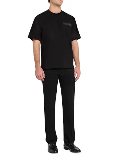 FERRAGAMO Men's Cotton Logo-Patch T-Shirt - Black | Thumbnail 2 FERRAGAMO Men's Cotton Logo-Patch T-Shirt - Black | Thumbnail 2