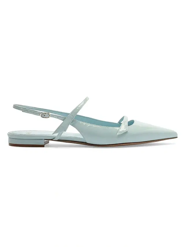 Alexandre Birman Women's Tita Patent Leather Flats - Dust Blue