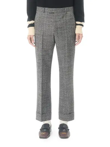 Valentino Garavani Men's Mouliné Wool Pants with Cuffs - Grey - Size 34 | Thumbnail 2