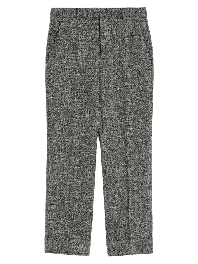 Men's Mouliné Wool Pants with Cuffs - Grey