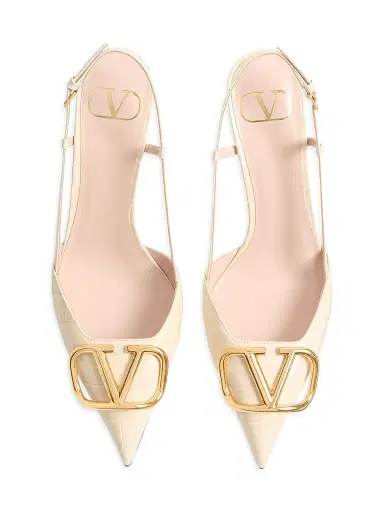 Valentino Garavani Women's VLogo Signature Slingback Pumps in 80MM Printed Calfskin | Thumbnail 4